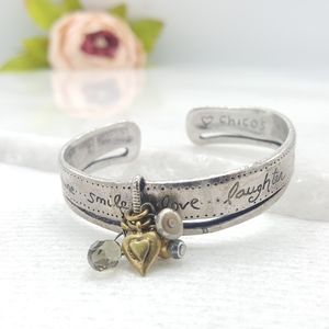 ✔Chicos Inspirational Quote Charm Cuff Bracelet